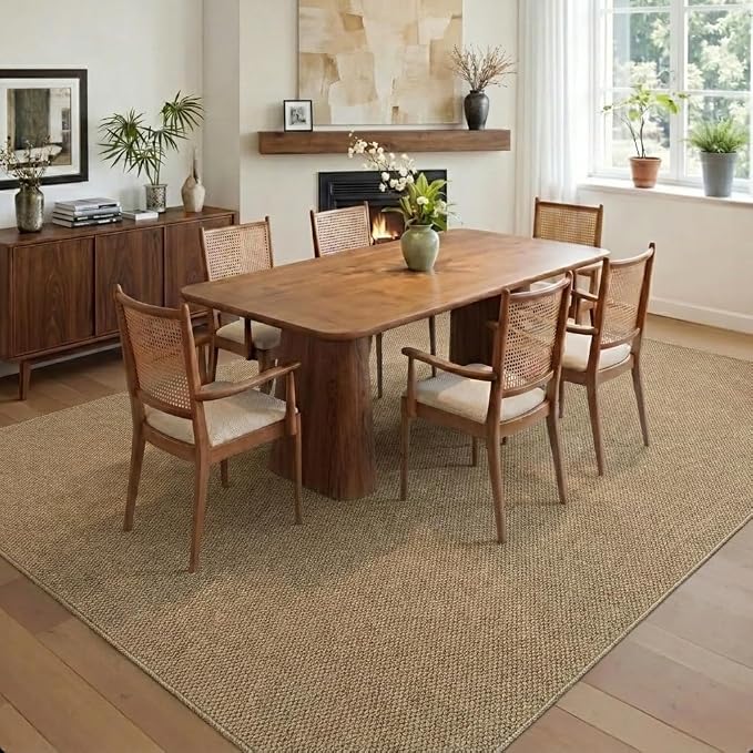 Garvee Textured 5x7 Living Room Rugs Modern Solid Color Washable Rug,Brown | Non Slip Neutral Weaving Non Shedding Contemporary Stain Resistant Low Pile Rug for Bedroom Entryway Nursery Dining Room