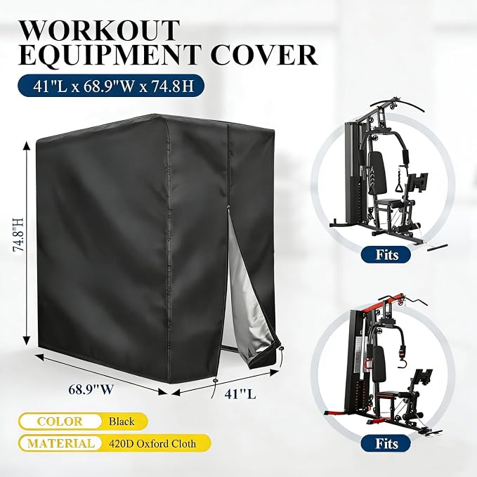Workout Equipment Cover, Weatherproof Gym Equipment Cover | Waterproof, Gym Equipment Cover for Home Garage, 41"L x 68.9"W x 74.8"H