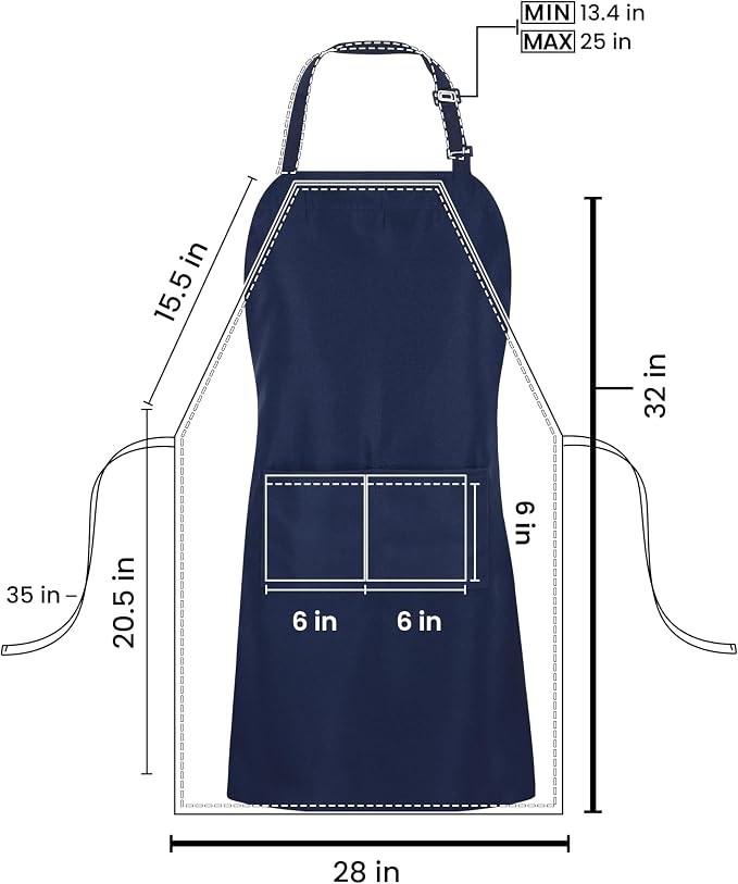 Utopia Kitchen 10 Pack Bib Apron Adjustable with 2 Pockets, Water and Oil Resistant, Cooking Kitchen Chef Apron for Women Men