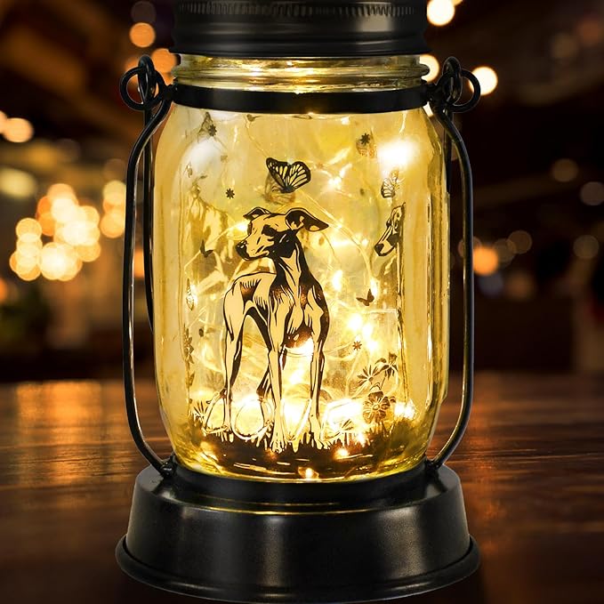 kyoryuger Greyhound Gifts for Women/Men Greyhound Solar Lanterns Mom Birthday Speedster Dog Lovers Lantern Pet loss Animal Dog Memorial Lights Solar Garden Decor for Yard, Patio,Backyard,Porch Torches