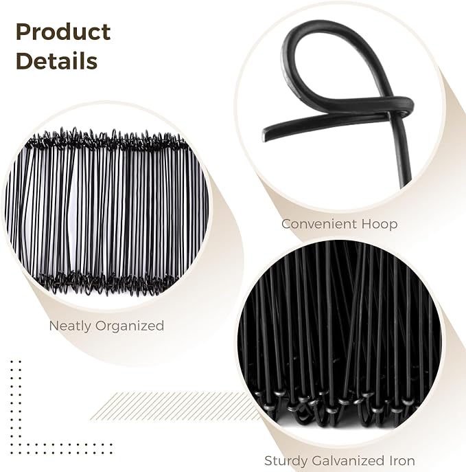 1000 PCS Double Loop Rebar Ties, 6-inch 16 Gauge Galvanized Iron Wire Bar Ties, Automatic Rebound Rebar Wire Ties, Reinforcing Metal Ties, Twist to Bundle and Secure Rebars, Pipe Rolls (Black)