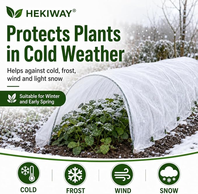Frost Cloth Plant Freeze Protection, 10 FT x 10 FT 1.5 oz/yd² Garden Fabric Blanket, Plant Covers for Outdoor Plants, Floating Row Cover for Raised Beds and Vegetables
