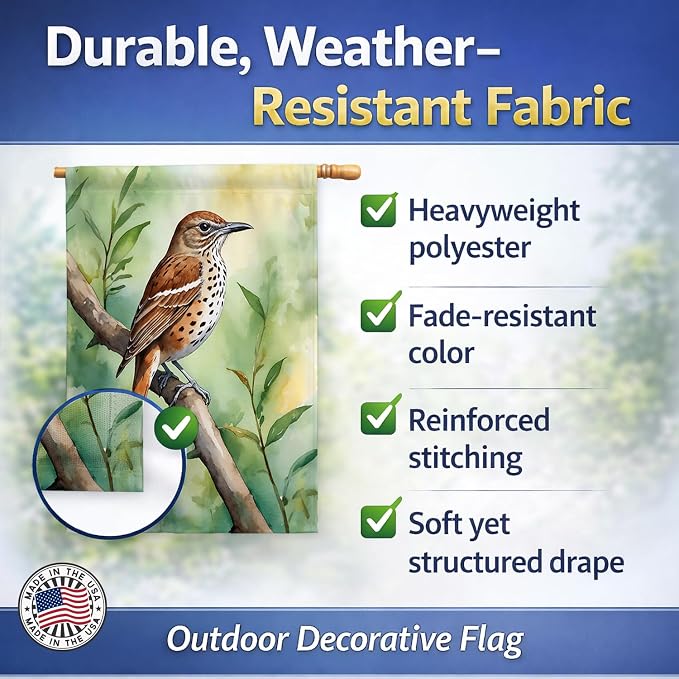 Caroline's Treasures Georgia Brown Thrasher House Flag Large Porch Sleeve Pole Decorative Outside Yard Banner Artwork Wall Hanging, Polyester, House Size, Multicolor