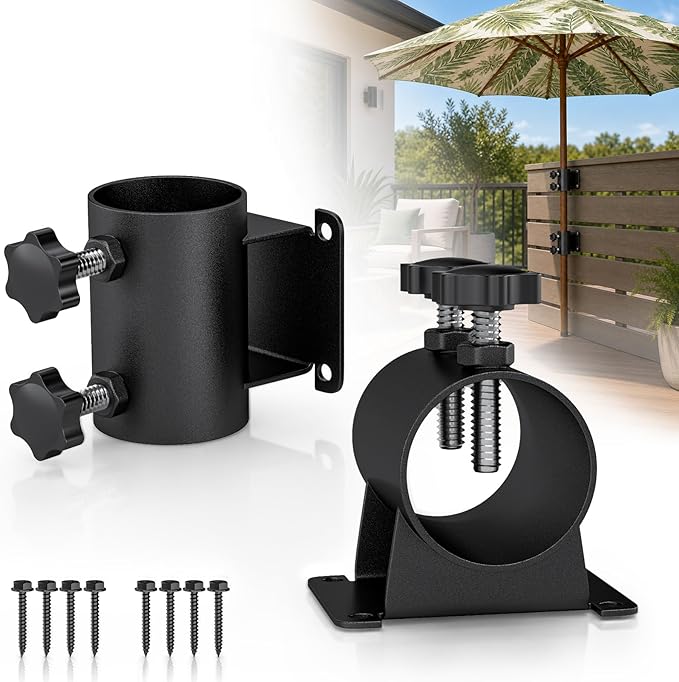 Patio Umbrella Holder for Deck Railing,Heavy Duty Deck Umbrella Mount,Outdoor Metal Patio Umbrella Clamp,Deck Umbrella Base and Stand for Outdoor Courtyard, Balcony, Boats