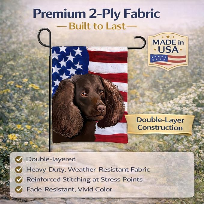 Caroline's Treasures CK6402GF American Water Spaniel American Flag Garden Flag Mailbox Flag Decorative Yard Flag Banner Outside Patio Artwork Yard Flower Beds, Garden Size, Multicolor