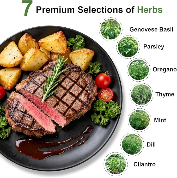 Gourmet Herb Seed Pod Kit for AeroGarden, idoo, Ahopegarden, MUFGA with Basil, Parsley, Thyme, Mint, Cilantro, Dill, Oregano - Hydroponics Supplies for Most Brand (7-pod)