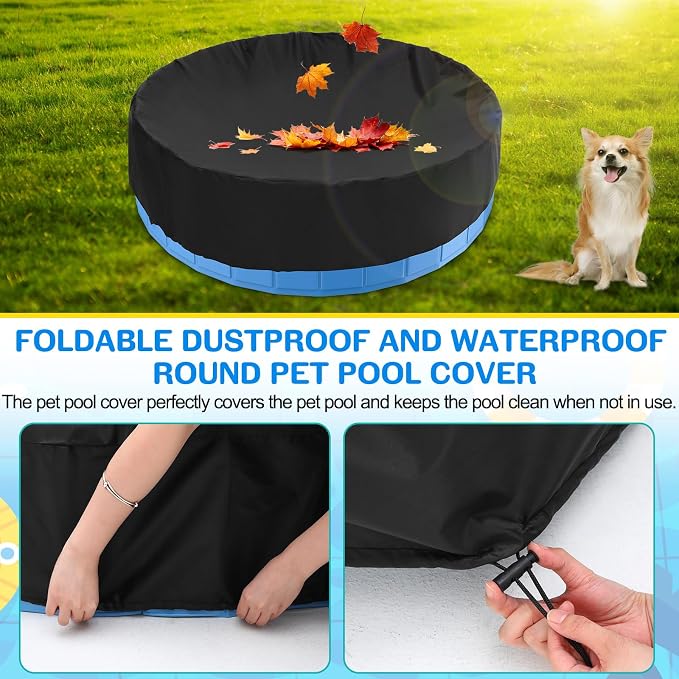 Foldable Dog Pool, 48in Large Sprinkler Pool with Cover, Heavy Duty Dogs Splash Pad with Sprinkler Bathtub for Large Medium Small Pets Summer Outside Water Playingg