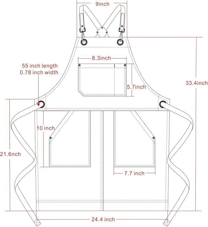 Jeanerlor - 16oz Water-Resistant Work Aprons for Women and Men Canvas Tool Apron with Pockets Adjustable S to XXXL