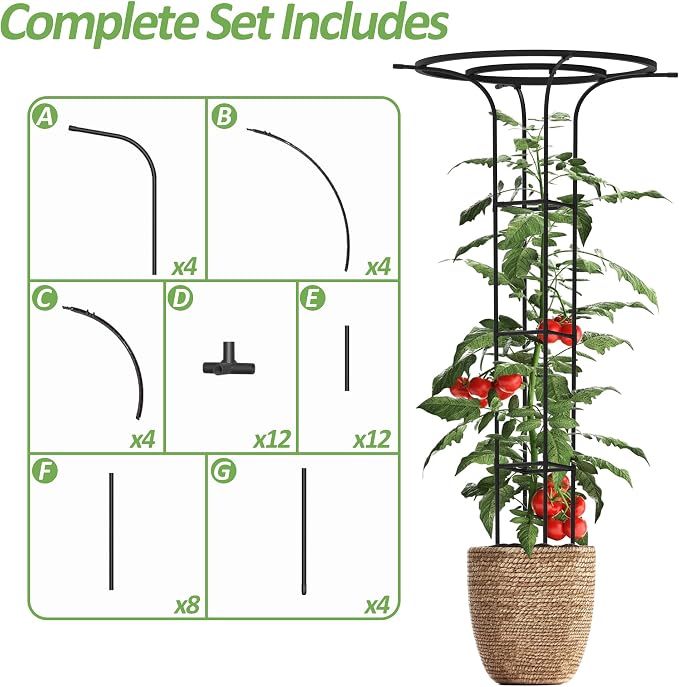 Trellis for Climbing Plants Outdoor, 70.9 Inch Mushroom Top Trellis for Climbing Plants, Metal Plant Support for Potted Plants Climbing Vine Rose Clematis Vegetable Trellis (2 Pack)