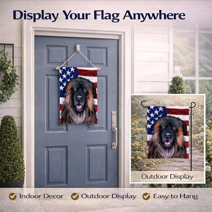 Caroline's Treasures CK6518GF Estrela Mountain Dog American Flag Garden Flag Mailbox Flag Decorative Yard Flag Banner Outside Patio Artwork Yard Flower Beds, Garden Size, Multicolor