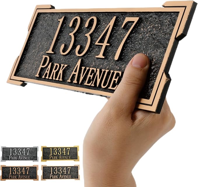 Address Sign Lawn Mounted - Custom House Number Plaque Sign,House Address Numbers for Outside House,Yard,Garden,Grass,Ground,Drive Way,Lawn, 4 Colors,12''x 5''