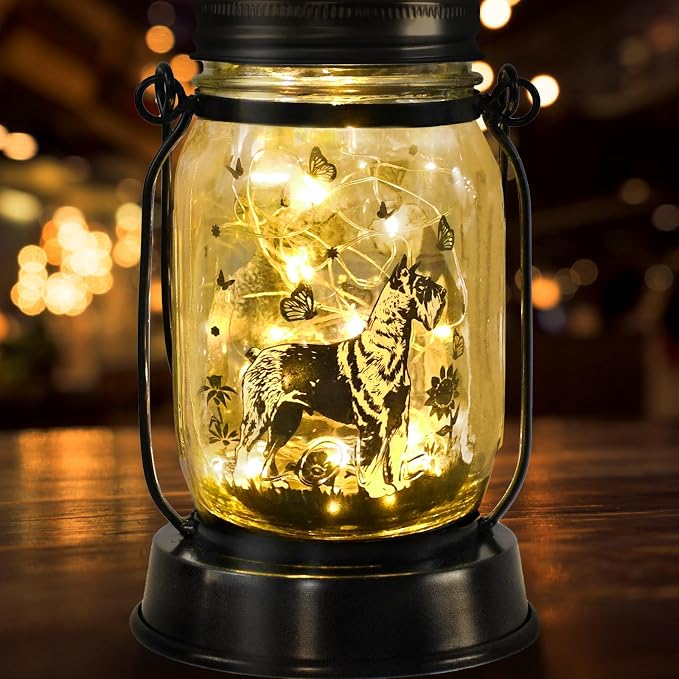 kyoryuger Terrier Dog Gifts for Women/Men, Pet Solar Lanterns Terrier Dog Lovers Lantern Pet Loss Dog Memorial Lights Solar Garden Decoration for Yard,Patio,Backyard,Torches Light