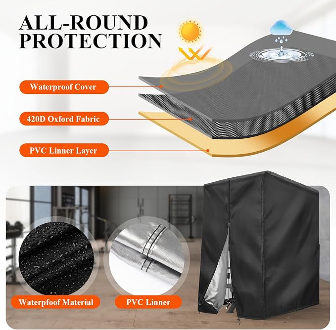 Pull Up Station Cover, Dustproof-Cover for Pull Up Station/Dip Bar Station for Outdoor, Pull Up Rack Machine Protect Home Gym Strength Training Dip Stands Cover