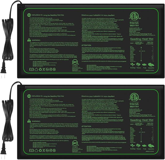 2PK Seedling Heat Mat with ETL Listed,Warm Hydroponic Heating Pad for Seed Starting,Indoor Gardening,Brewing and Greenhouses,Durable Waterproof Black Plant Heat Mat Works with 20"x10" Gardening Tray