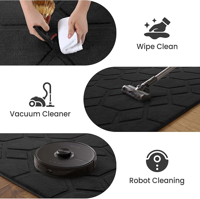 Sour Lemon Area Rugs 9x12 Living Room Bedroom, Large Carpet Black Rug | Big, Geometric Alfombra Para Salas Modernas, Washable, Non Slip Soft Thick Fluffy Plush, Memory foam Rug for Kids Playroom