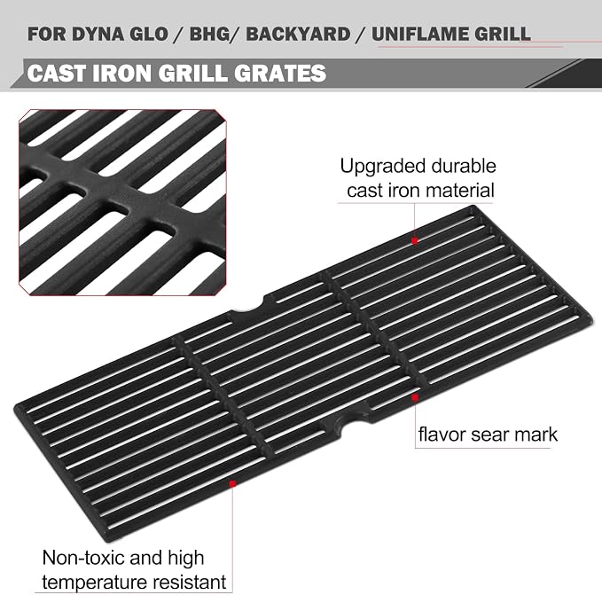 DGF510SBP Grill Grates Replacement for Dyna Glo Grill Replacement Parts 70-01-293 Grill Grates Backyard Grill Parts GBC1460W GBC1461W BY15-101-001-02 BHG BH15-101-099-02 Grates Uniflame GBC1059WB Part