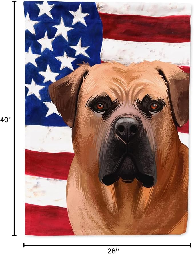 Caroline's Treasures CK6444CHF Boerboel Dog American Flag House Flag Large Porch Sleeve Pole Decorative Outside Yard Banner Artwork Wall Hanging, Polyester, House Size, Multicolor