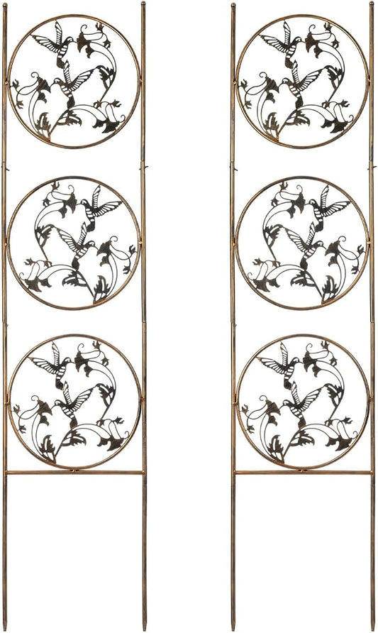SUNNYPARK Set of 2 Hummingbird Metal Garden Trellis for Climbing Plants, Decorative Vegetables Flowers Vine Trellis for Outdoor Patio 55'' H x 12.4'' W