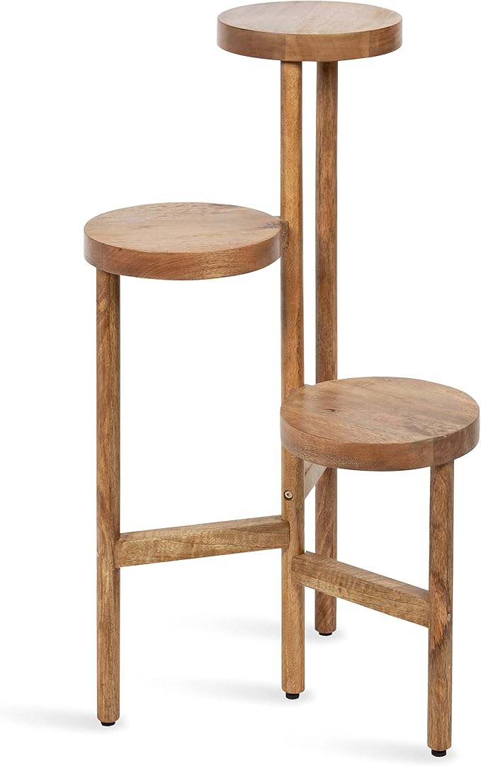 Kate and Laurel Fitley Modern 3 Tier Freestanding Plant Stand, 16 x 16 x 35, Natural Wood, Decorative Handcrafted Wood Plant Stand with Farmhouse Finish