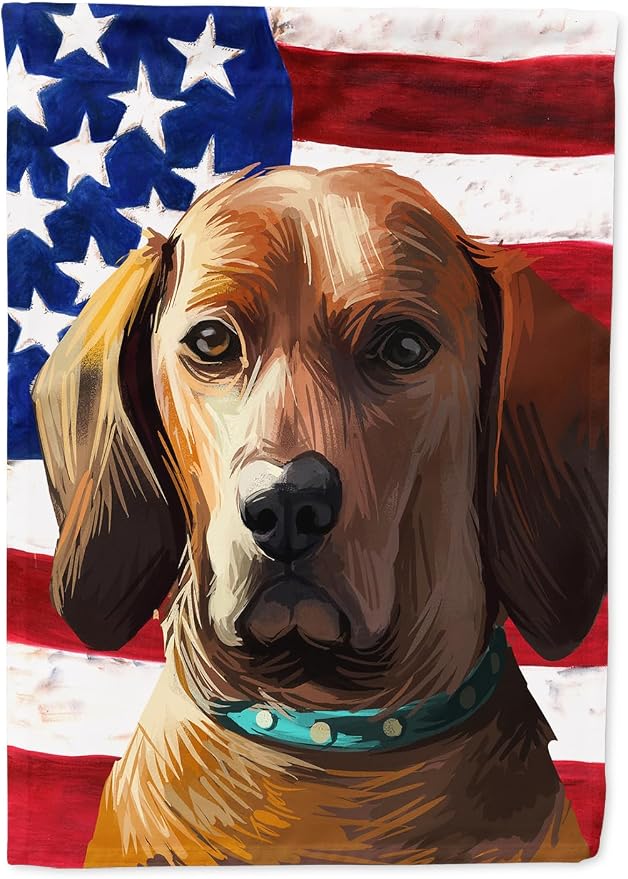 Caroline's Treasures CK6675CHF Redbone Coonhound Dog American Flag House Flag Large Porch Sleeve Pole Decorative Outside Yard Banner Artwork Wall Hanging, Polyester, House Size, Multicolor
