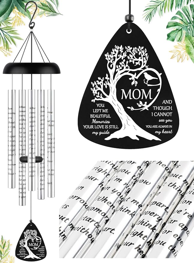 Fabuday Memorial Gifts Wind Chimes - Sympathy Gift for Loss of Mom, Windchimes in Memory of a Loved One for Bereavement Condolence Grief Funeral Condolences Remembrance Grieving, Cardinal Family Tree