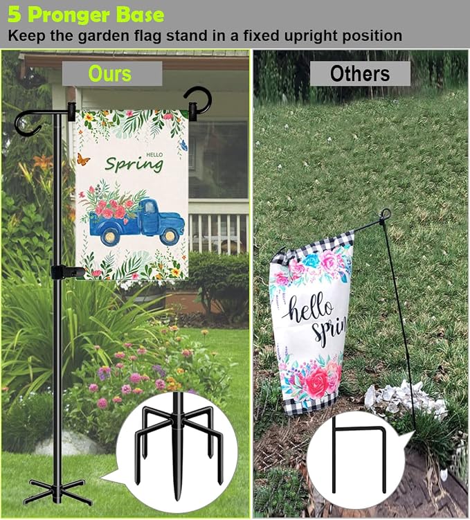 50-inch Outdoor Garden Flag Stand, Extra Tall Yard Flag Holder for Outside 12x18 Home Patio Decor, 2-Pack