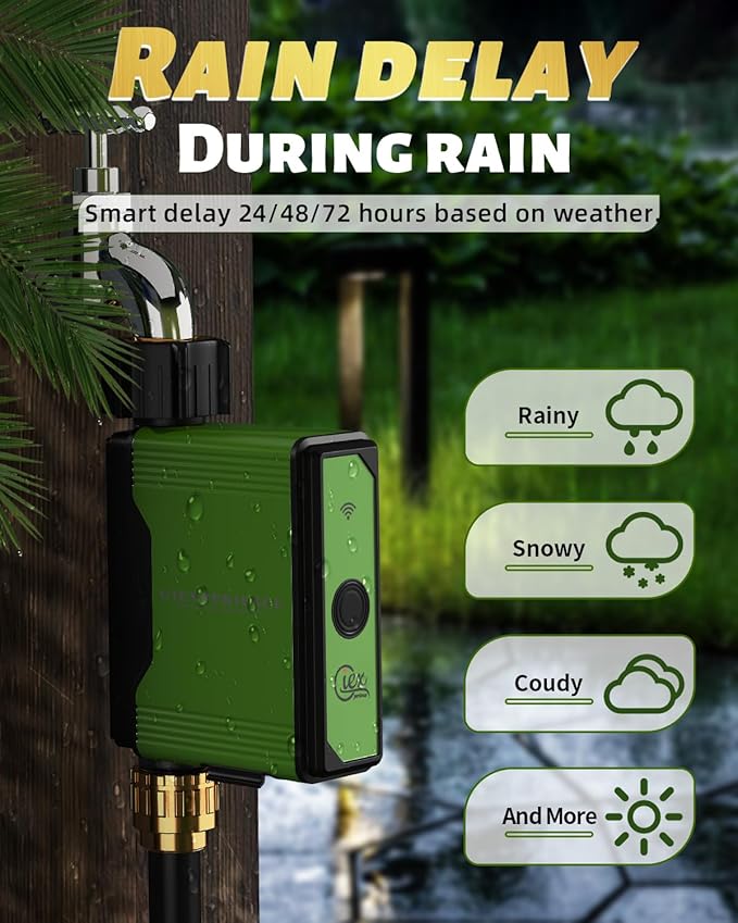 GIEX ZIGBEE Sprinkler Timer GX-02,Built-in Flow Meter, Smart Irrigation Garden Hose Watering Controller Work with TUYA APP and Smart Life APP (ZIGBEE Sprinkler Timer)