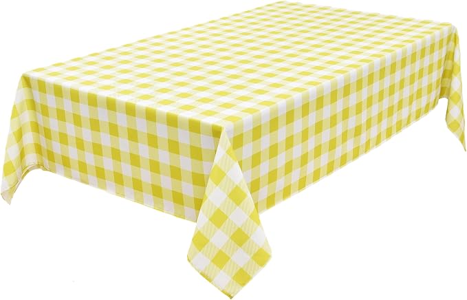 Classic Gingham Tablecloth Fabric - Oblong 58x120 Water Resistant Chequered Pattern Table Cloth for Indoor/Outdoor Use - Tabletop Cover for Birthday, Picnics, Gardens, and Parties