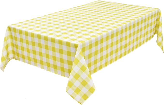 Classic Gingham Plaid Tablecloth Fabric - Rectangular 58x102 Inch Water Resistant Checked Table Cloth for Indoor/Outdoor Use - Table Cover for Kitchen, Picnics, Gardens, and Parties