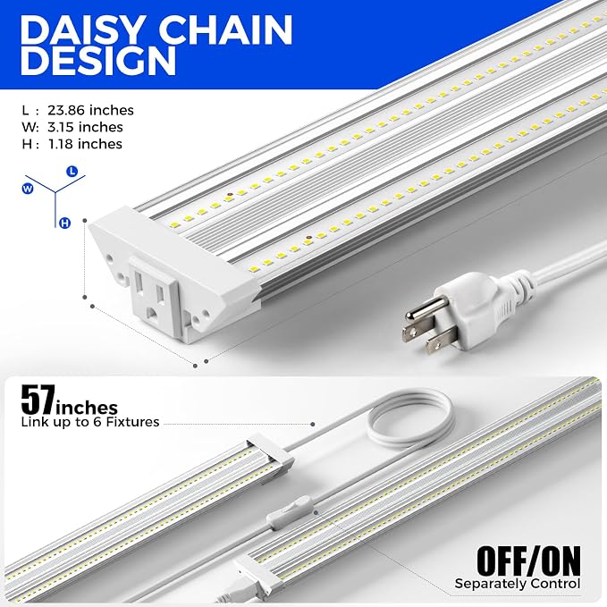 Barrina TX36 2FT LED Grow Light for Indoor Plants, 36W(200W Equivalent), High PPFD, 5000K Daylight Full Spectrum, Hanging Plant Light for Greenhouse Indoor Growing with On/Off Switch, Linkable, 1 Pack