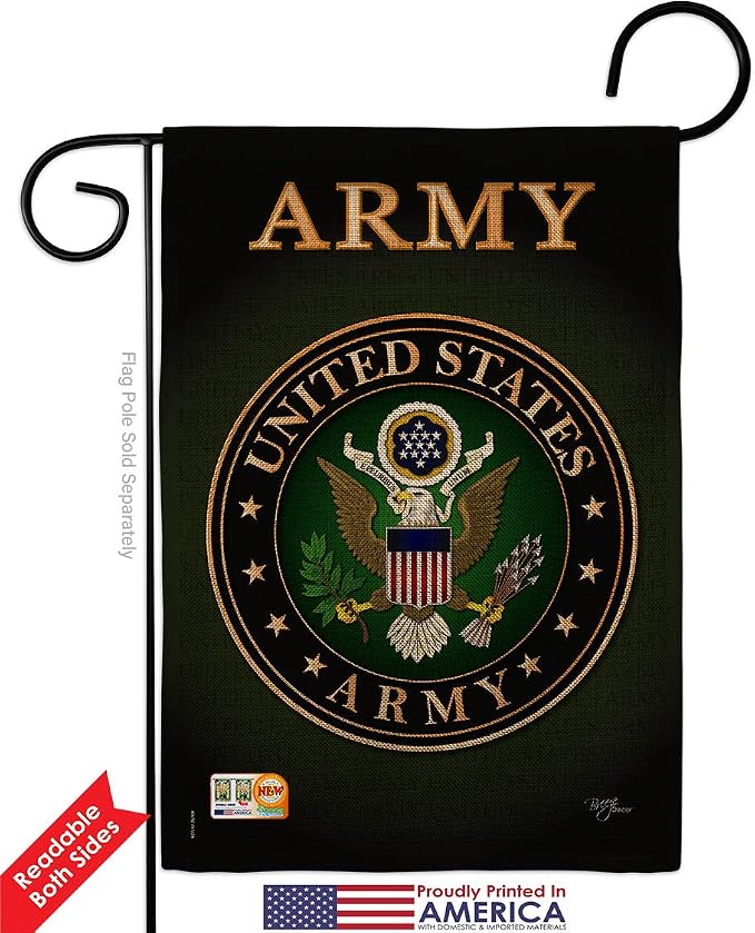 Army Burlap Garden Flag - Pack Armed Forces Rangers United State American Military Veteran Retire Official USA Applique - House Decoration Banner Small Yard Gift Double-Sided Made in 13 X 18.5