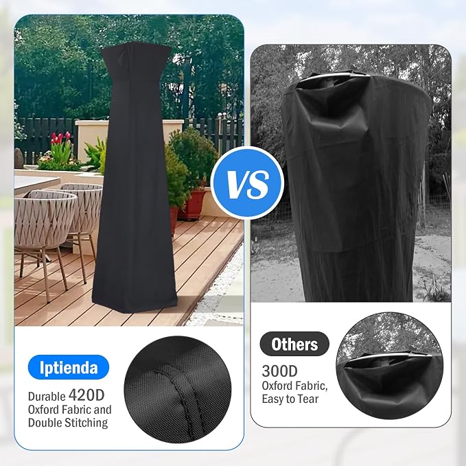 Patio Heater Cover for EAST OAK Pyramid Patio Heaters TS48BN3, 91in Patio Heater Covers Waterproof with Zipper for Outdoor Heaters-91"H x 22"W x 22"L