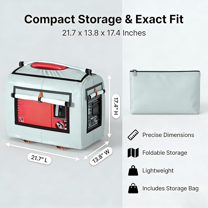 JIAHOO Generator Cover, Portable Generator Cover, Generator Running Cover, Can Be Rolled Up and Opened All Around, 21.7 Lx 13.8Wx17.4H inches, Beige.