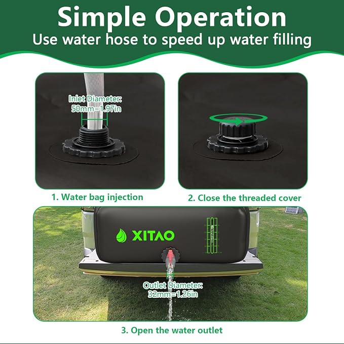 XITAO Water Bladder Storage Containers, Water Tank Foldable Portable Water Storage,Water Storage Bag Containers for RV, Camping, Garden, Irrigation, Drought Resistance, Firefighting