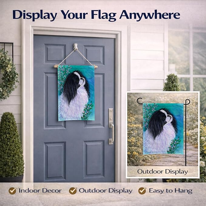 Caroline's Treasures SS8134GF Japanese Chin Garden Flag Mailbox Flag Decorative Yard Flag Banner Outside Patio Artwork Yard Flower Beds, Garden Size, Multicolor