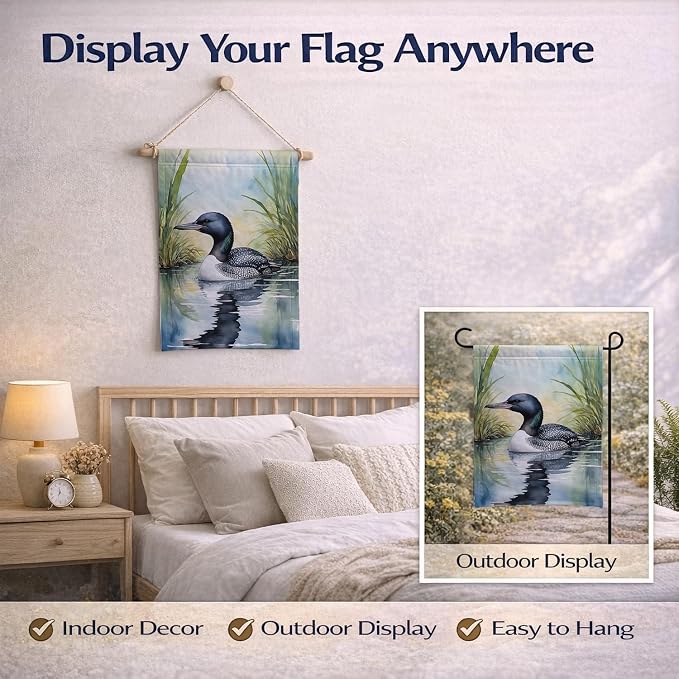 Caroline's Treasures Minnesota Common Loon Garden Flag Mailbox Flag Decorative Yard Flag Banner Outside Patio Artwork Yard Flower Beds, Garden Size, Multicolor