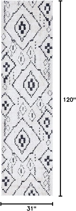 Unique Loom Morocco Collection Tribal, Southwestern, Bohemian Area Rug (2' 7 x 10' 0 Runner, Ivory/Black)