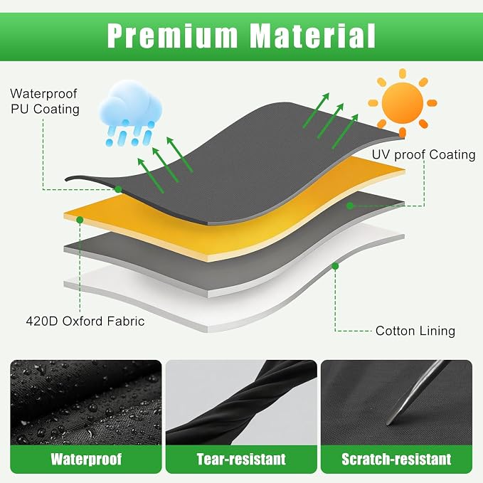 Skid Steer Loader Cover Heavy Duty Waterproof Outdoor, 150''x85''x90'' | Fits Bobcat T7X/T770, Caterpillar 262D3, Kubota SSV77, 420D with Cotton Lining Windproof Skid Steer Cover, Reflective Strip