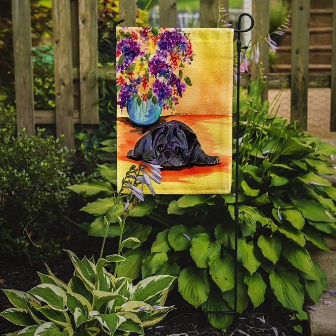 Caroline's Treasures SS8298GF Pug Garden Flag Mailbox Flag Decorative Yard Flag Banner Outside Patio Artwork Yard Flower Beds, Garden Size, Multicolor