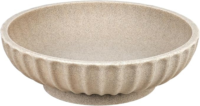 Deobath Large Decorative Bowl - Fruit Bowl for Kitchen Counter - Modern Decorative Bowl for Home Decor,Key Bowl for Entryway Table - Artificial Stone Beige