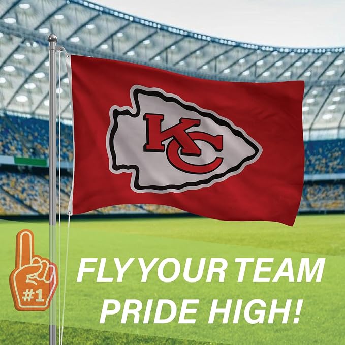 Team Sports America NFL Kansas City Chiefs 3 x 5 Outdoor Durable Flag with Grommets | Heavy Duty Flag & Banner for Outdoor Garden Patio | Indoor Wall Decor | Works with Flag Poles for House