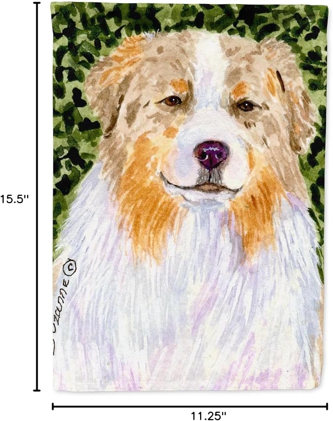 Caroline's Treasures SS8733GF Australian Shepherd Garden Flag Mailbox Flag Decorative Yard Flag Banner Outside Patio Artwork Yard Flower Beds, Garden Size, Multicolor