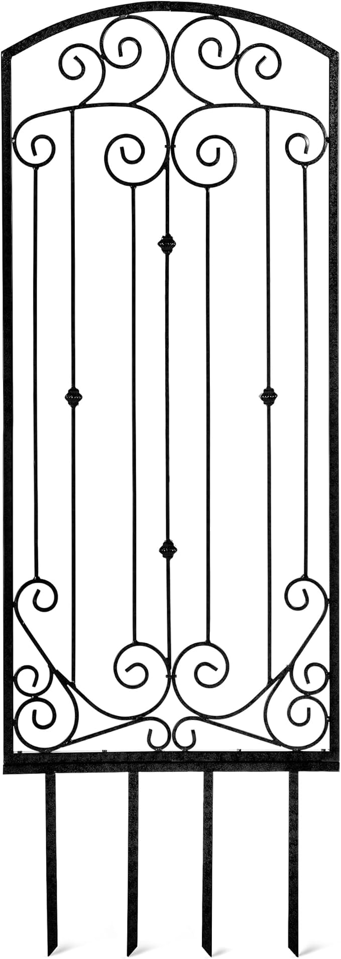 H Potter Scroll Garden Trellis 72" H, Freestanding Heavy Duty Iron, Black | Ground spikes included. Durable powder-coated finish. Supports climbing roses, clematis, ivy and vines.