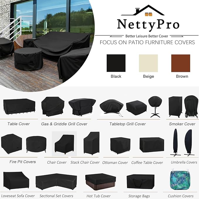 NettyPro Patio Cushion Storage Bags 2 Pack Water-Resistant Extra Large Bag for Outdoor Cushions Heavy Duty Patio Furniture Storage Bag 65 Inch, Black