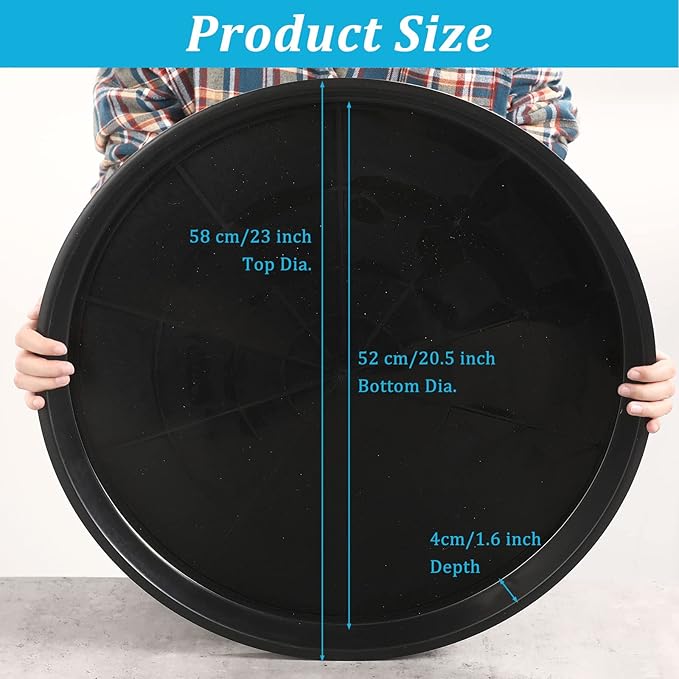 Eccliy 6 Pack Plastic Plant Saucer Heavy Duty Planter Saucers Large Plant Pot Saucers Plastic Water Trays for Indoors and Outdoors Flower Plant Plant Drip (Black,23 Inch)