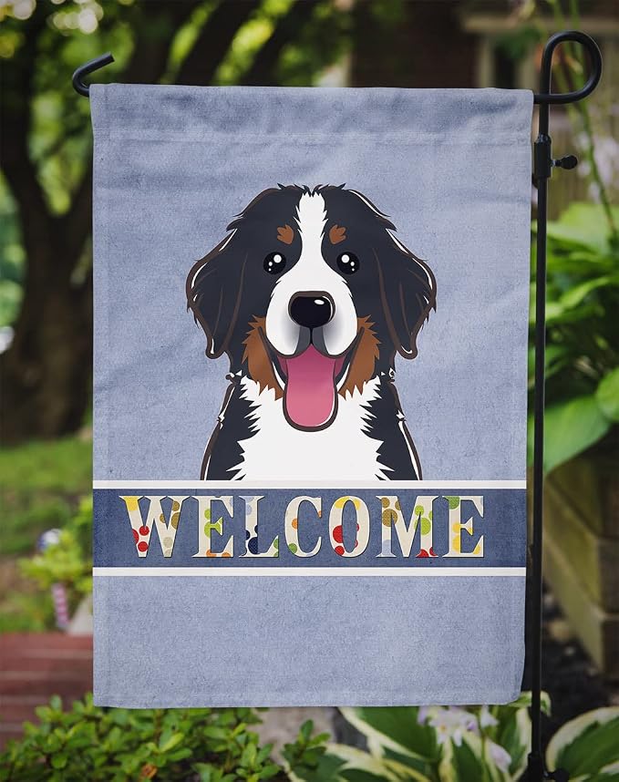 Caroline's Treasures BB1423GF Bernese Mountain Dog Welcome Garden Flag, Blue Mailbox Flag Decorative Yard Flag Banner Outside Patio Artwork Yard Flower Beds, Garden Size, Multicolor