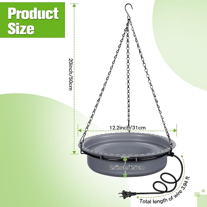 Saillong Bird Baths for Outdoors, Bird Bath Bowl Water Feeder Outdoor for Hummingbirds for Garden Yard Patio Lawn, Ideal for Attracting Birds (Handing Style)