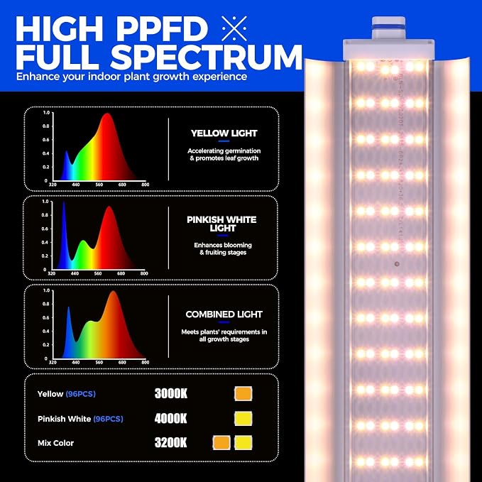 Barrina CX2Z Greenhouse with Grow Light for Indoor Plant & Seedlings, 6-Tier Plant Shelf with 2FT 30W(Per Light) Full Spectrum Plant Lights, 3 Adjustable Spectrum and Timer, 29x14x71 Inches
