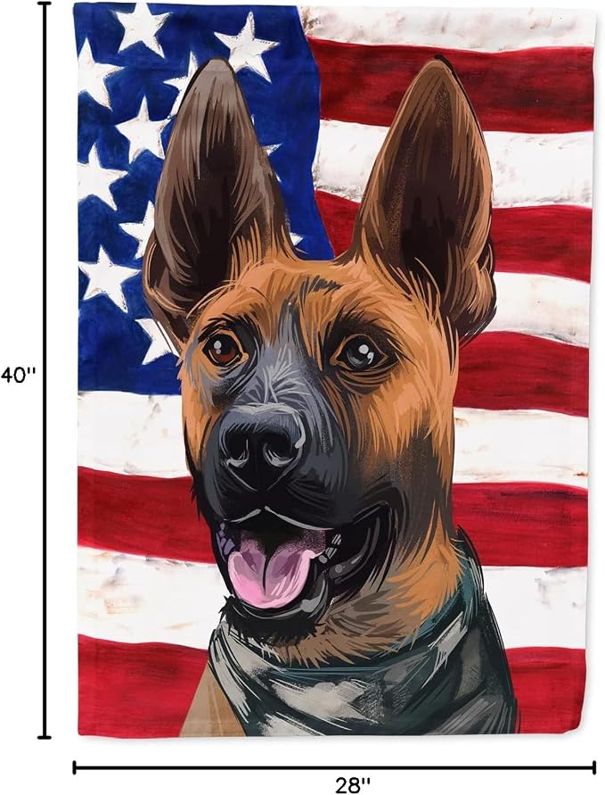 Caroline's Treasures CK6646CHF Plott Hound Dog American Flag House Flag Large Porch Sleeve Pole Decorative Outside Yard Banner Artwork Wall Hanging, Polyester, House Size, Multicolor