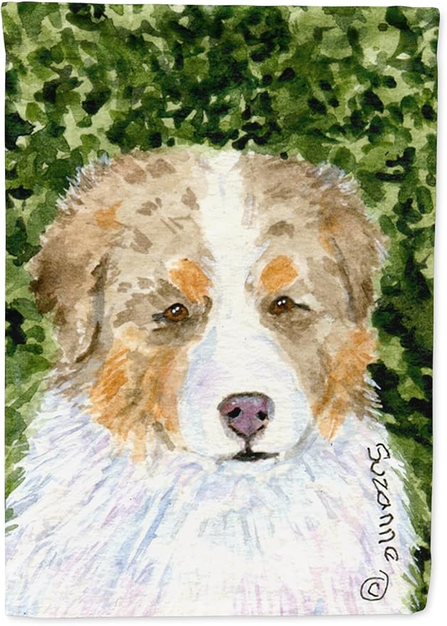 Caroline's Treasures SS8732GF Australian Shepherd Garden Flag Mailbox Flag Decorative Yard Flag Banner Outside Patio Artwork Yard Flower Beds, Garden Size, Multicolor